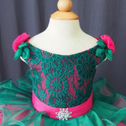 Ruffles Ball Gown Lace Flower Girl Dress Baby..