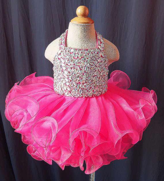 Lafine Baby Infant Tutu Kids Girl Pageant Clothing Organza Halter Flower Girl Dress With Beadeds Customization