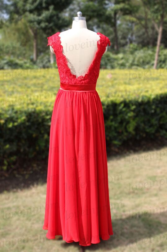 Elegant Lace Evening Party Dress Formal Prom Gown For Weding Red